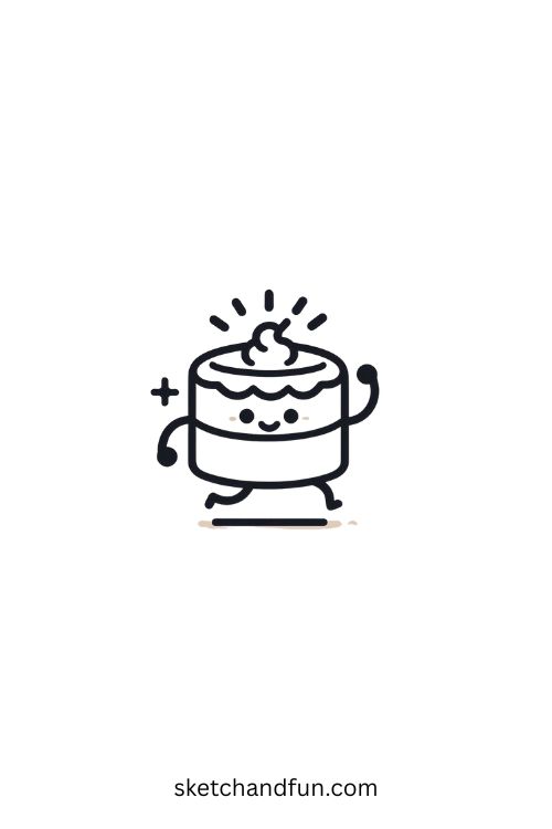 Kawaii Dancing Cake Drawing