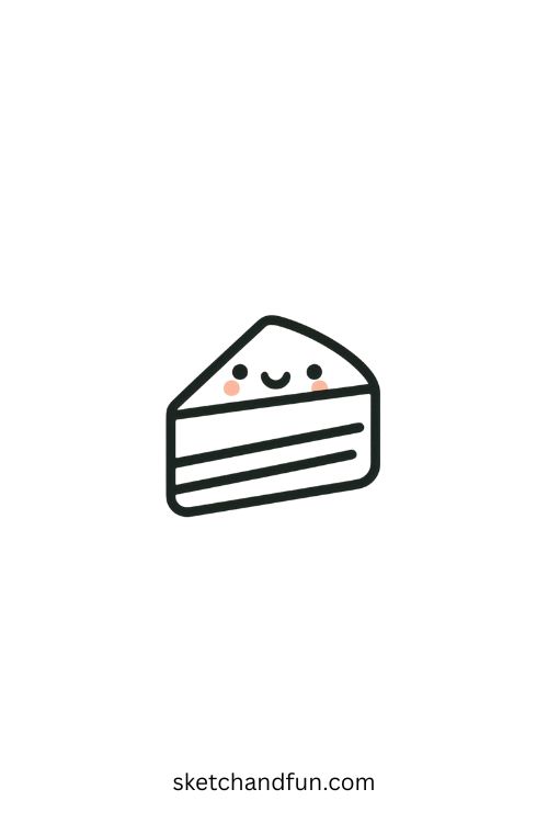 Easy Cake Drawing, Smiling Slice of Cake