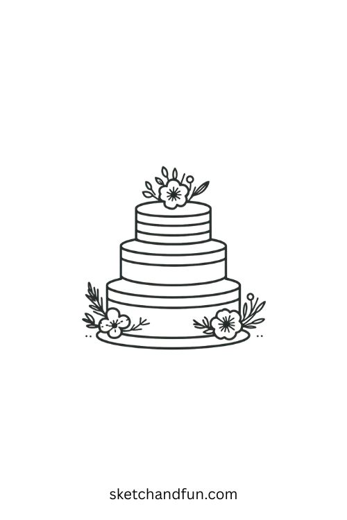 Easy Wedding Cake Drawing