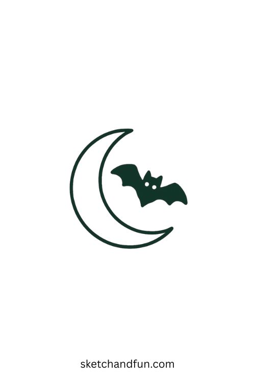 Magical Halloween Pictures, Bat Flying Across Moon