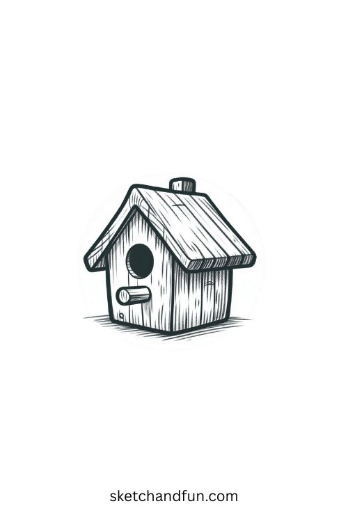 Easy Cute Pencil Drawing, Bird House