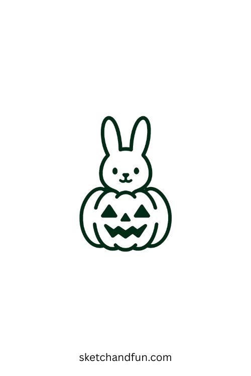 Scary Drawing Ideas, Bunny in a Pumpkin Costume