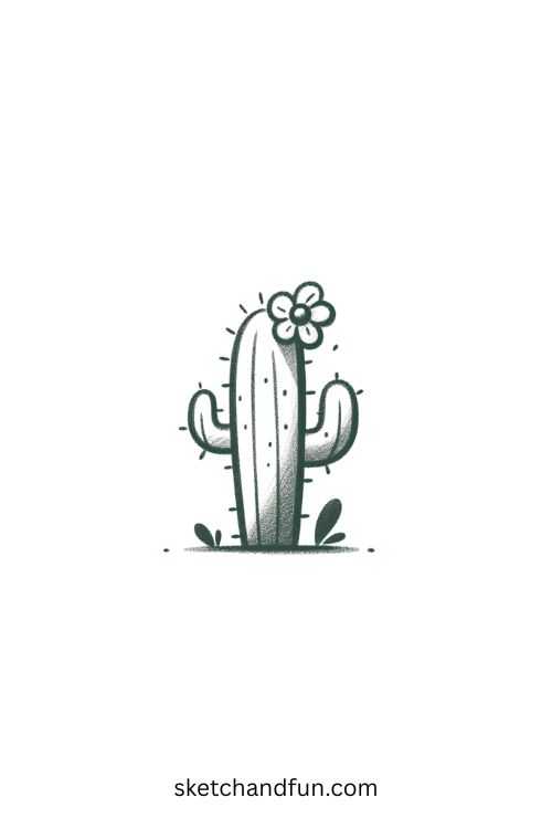 Unique Pencil Sketch, Cactus