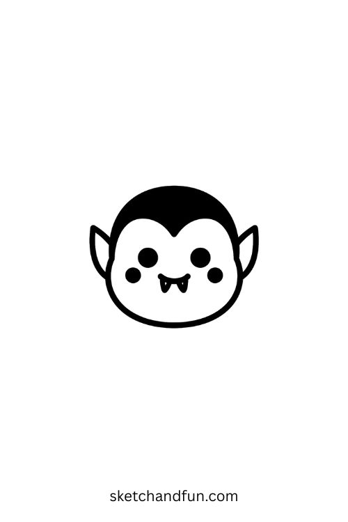Halloween Drawing For Kids, Chubby Vampire Face 