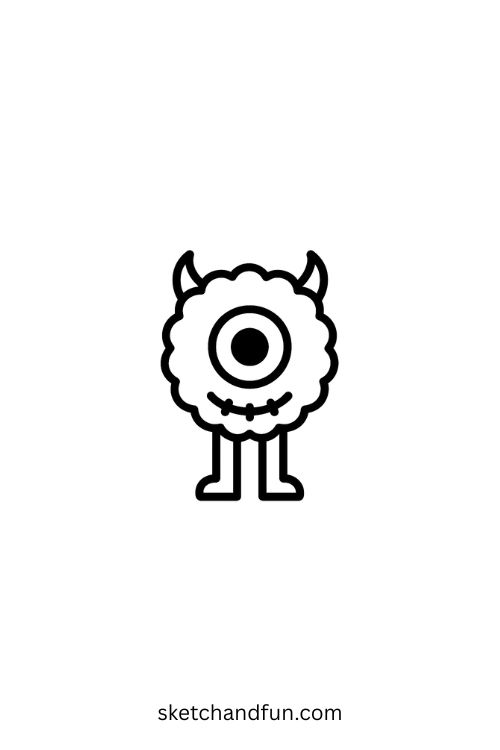 Cute Monster with One Eye, Fun Halloween Drawing Ideas