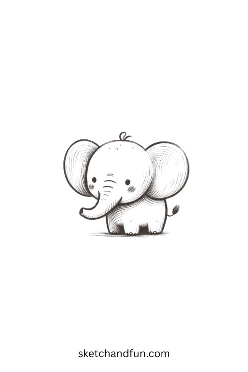 Sketch Drawing Easy With Pencil, Elephant