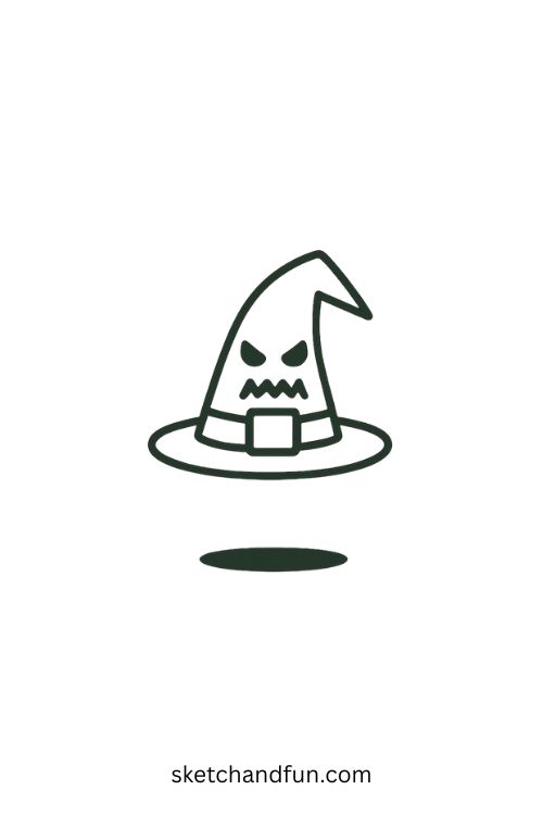 What To Draw For Halloween, Floating Witch Hat