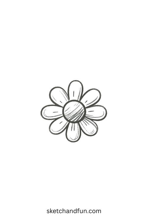 Simple Easy Pencil Drawing, Flower