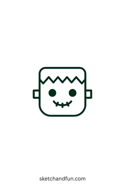 Frankenstein Head, Spooky Drawings, 