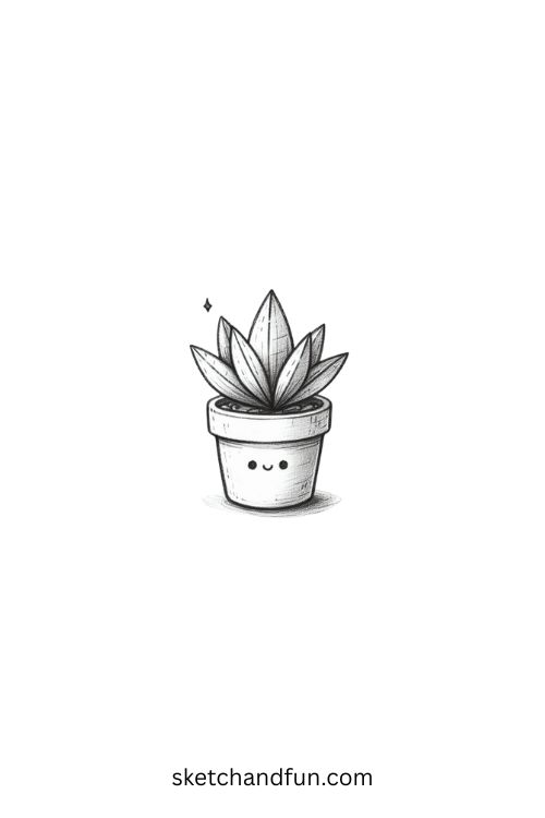 Cute Pencil Drawing, Houseplant