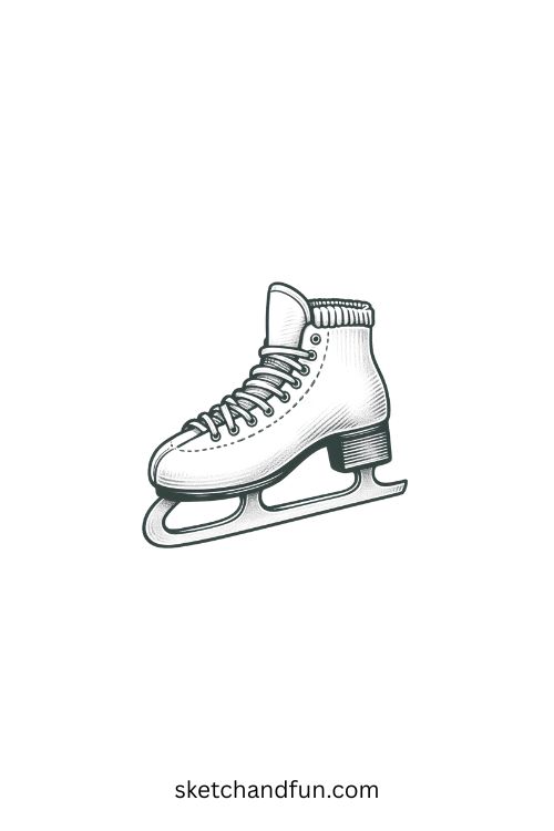Pencil Cute Easy Drawing, Ice Skates