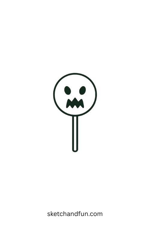 Halloween Drawings Girl, Lollipop with Ghost Face 