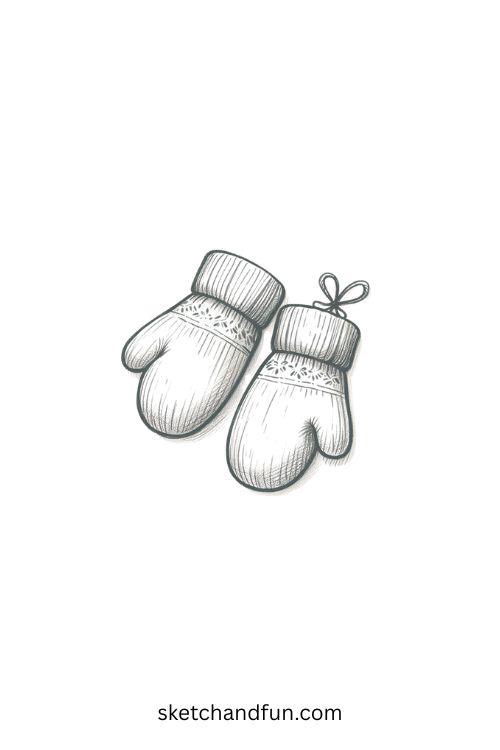 Easy Drawing With Pencil, Mittens