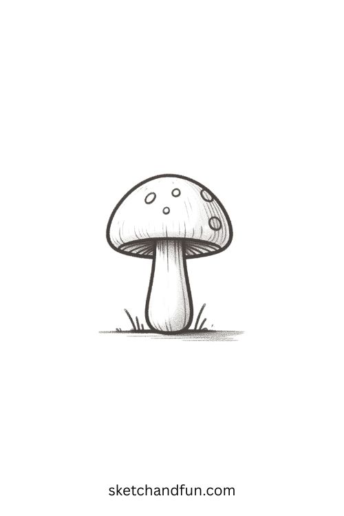 Realistic Pencil Drawing, Mushroom