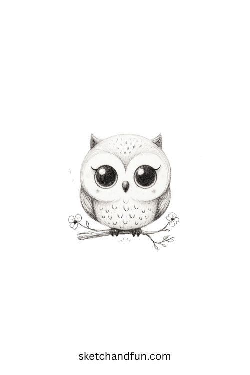 Creative Beginner Pencil Sketch, Owl