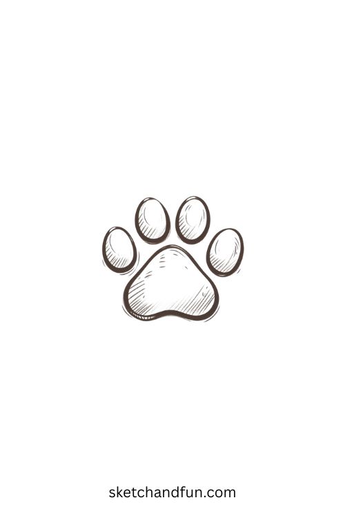 Simple Pencil Drawing, Paw Print
