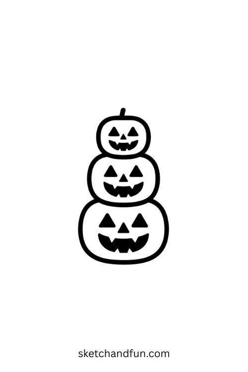 Witch Drawing Ideas, Pumpkin Stack