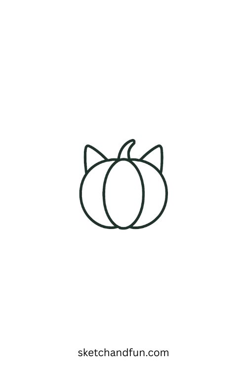 Halloween Drawings Cute, Pumpkin with Cat Ears