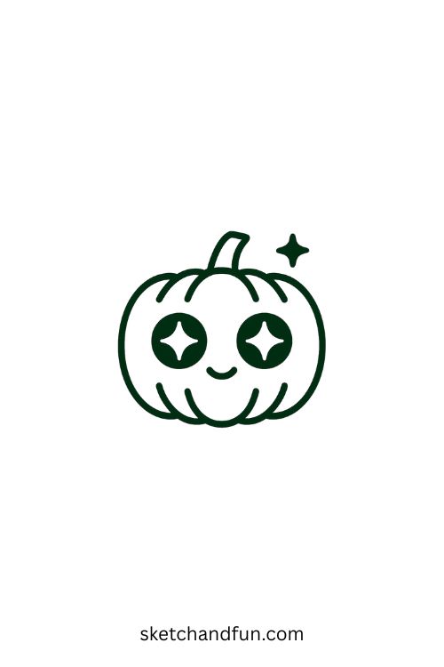 Cool Halloween Drawings, Pumpkin With Sparkly Eyes