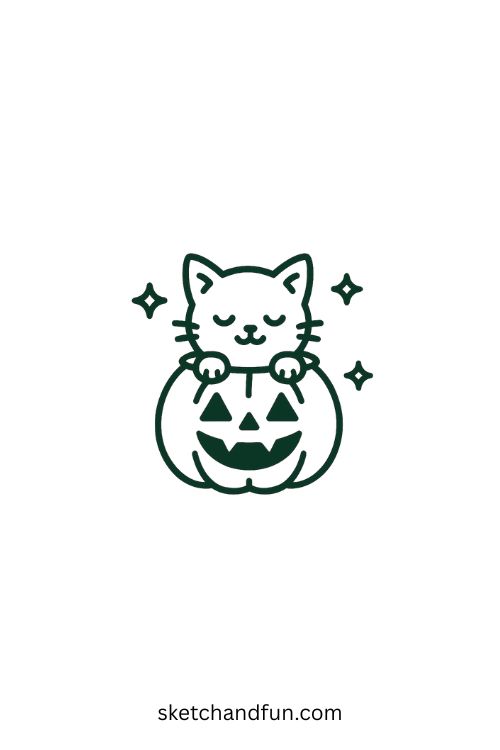 Spooky Halloween Drawing Ideas, Pumpkin with Stars Around It 