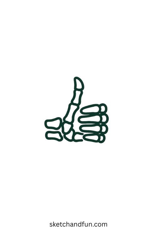 Spooky Drawing Ideas, Skeleton Hand Doing Thumbs Up