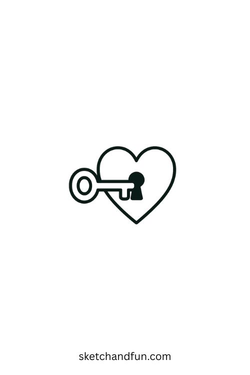 Tattoo Idea Easy To Do, Key and Heart