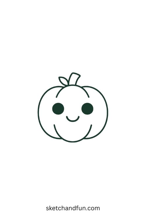 Cute Halloween Drawings, Smiling Pumpkin Face