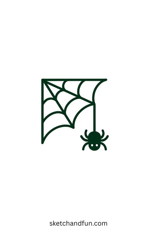 Little Halloween Drawings, Spider in Web Corner