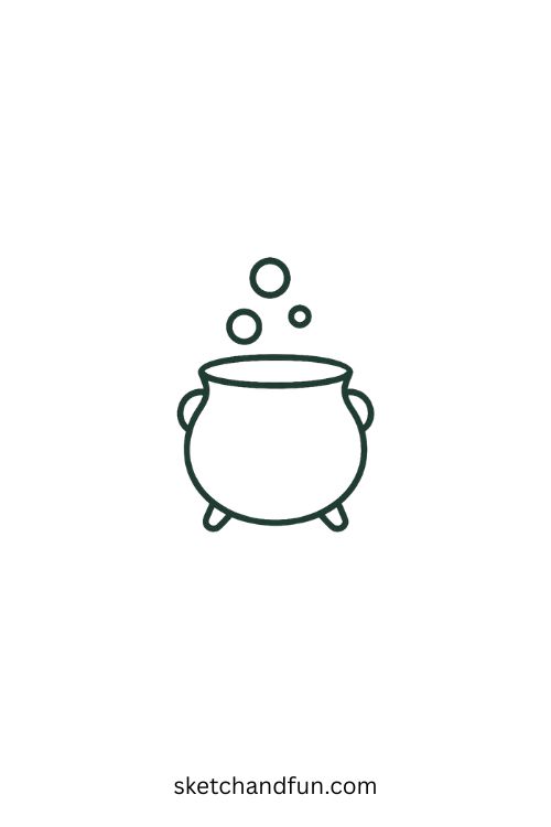 Scary Drawing Ideas, Tiny Cauldron with Bubbles