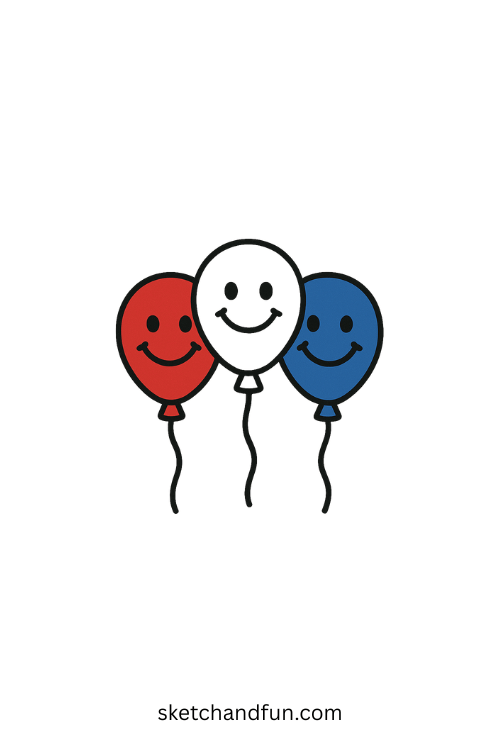 Simple 4th of July Balloons Drawing