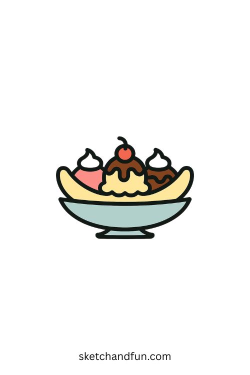Banana Split Ice Cream Drawing