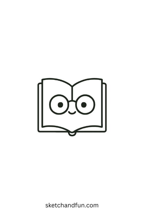 Simple Back To School Drawing, Book with Glasses