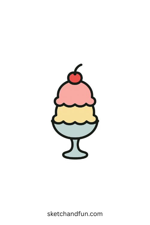 Cherry-topped Sundae Drawing