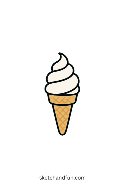 Classic Vanilla Cone Ice Cream Drawing