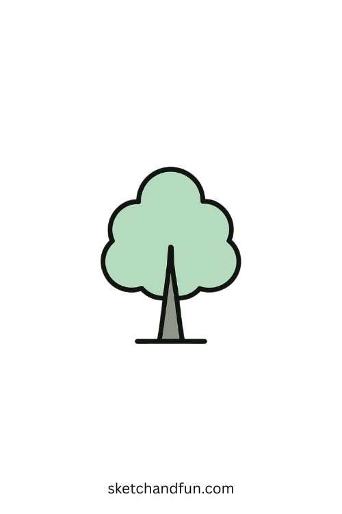 Cloud-shaped Tree Leaves Drawing