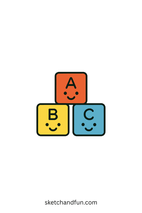 Easy Welcome Back To School Drawing, Colorful ABC Blocks