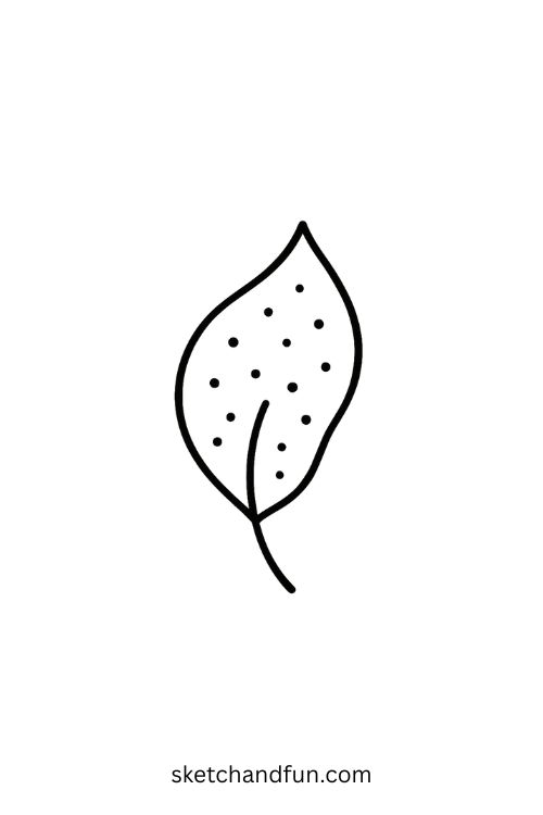 Cute Dotty Curvy Leaf Drawing