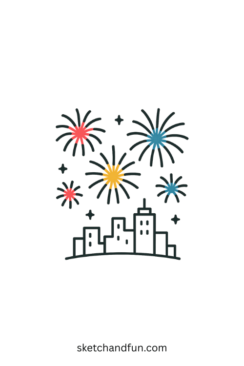 4th of July Art, Fireworks in the Sky