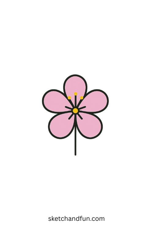 Cute Flower Drawing, Flower with Stamens