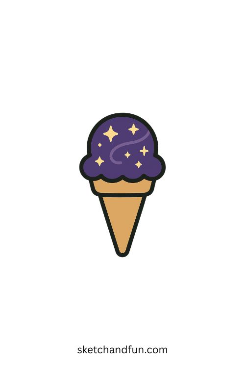 Galaxy Ice Cream Scoop Drawing