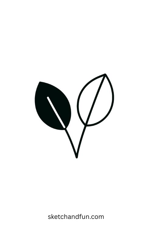 Leaf Drawing Ideas, Half-black Leaves