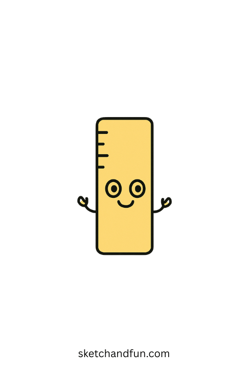 Easy Back To School Drawing, Happy Ruler