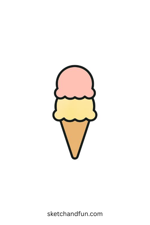 Ice Cream Cone With Two Scoops Drawing