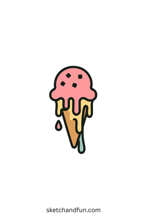 Ice Cream Melting Drawing