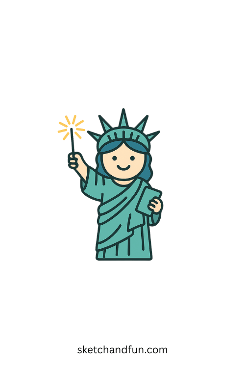 4th of July Drawing Inspo, Lady Liberty with a Smile