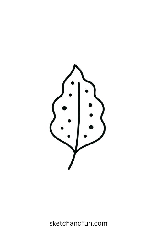 Leaf Drawing With Wavy Edges And Spots
