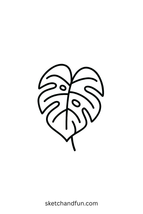 Cute Monstera Leaf Drawing Idea