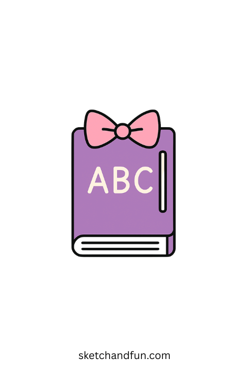 Easy Cute Back To School Drawing, Notebook with Bow