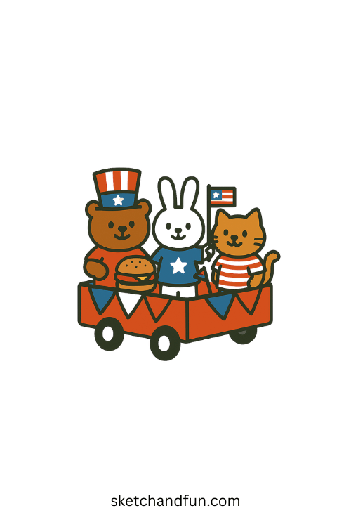 4th of July Art Ideas For Kids, Parade Float with Animals