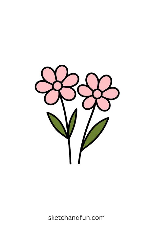 Flower Drawing Ideas, Pink Flowers